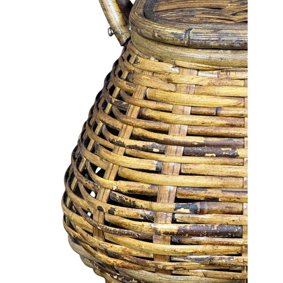 Wicker Picnic Basket Double Handles Bombay Style Vintage - Picture 2 of 16